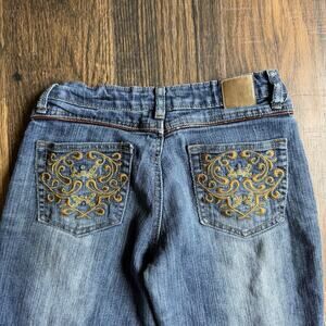 Southpole Y2K Bootcut Jeans Women’s Size 5 Blue Gold Embroidered Pockets